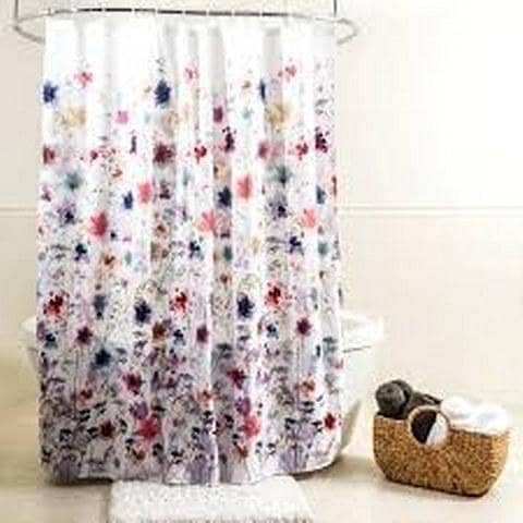 Waterproof Shower Curtain With 12 Rings For Bathroom Toilet- Multi Color