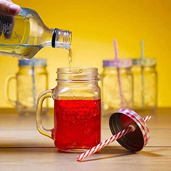 Glass Mason Jar Mug with Straw & Lid (500 ml)