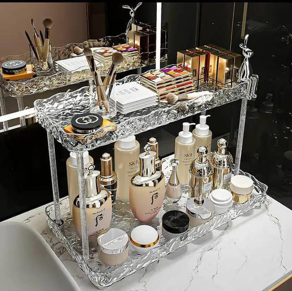 2-Tier Acrylic Storage Rack for Organizing Household Cosmetics and Tools