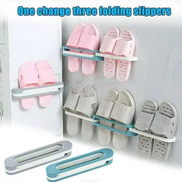 Foldable Wall-Mounted Shoe Holder Rack - 3 in 1 Organizer for Slippers