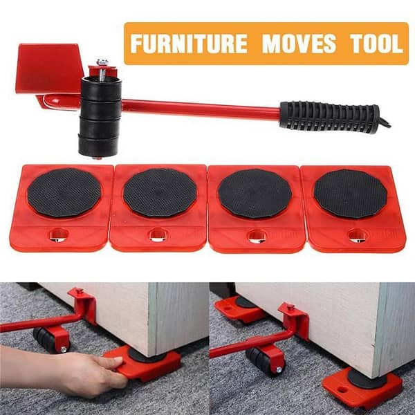 5-Piece Furniture Lifter and Mover Tool Set with Wheels