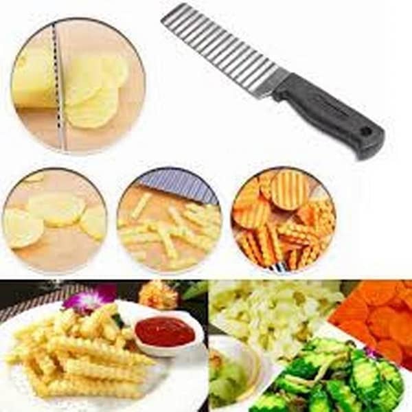 Crinkle Cutter Wavy Chopper Cut Knife - Stainless Steel Wavy Slicer - Wavy Vegetable - Cutter Potato Cucumber Carrot -