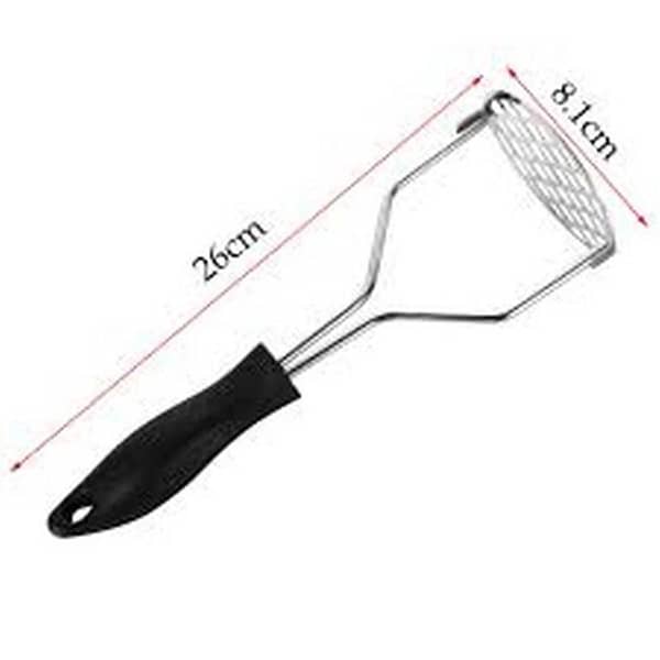 1PC Potato Masher Stainless Steel Mashed Potato Masher Garlic masher Crush Kitchen Tool Black Handle With Hanging Hole