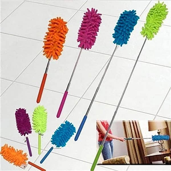 Adjustable Microfiber Dusting Brush with Extendable Handle for Household and Automotive Cleaning