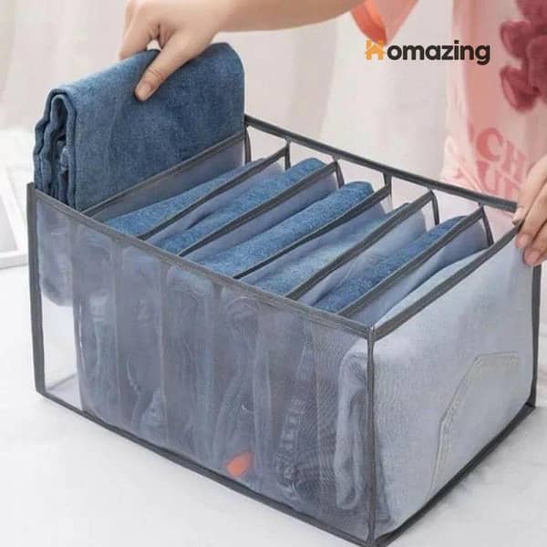 7-Grid Mesh Organizer Bags for Jeans and Clothes Storage