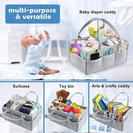 Foldable Felt Baby Diaper Caddy Organizer with Multiple Pockets