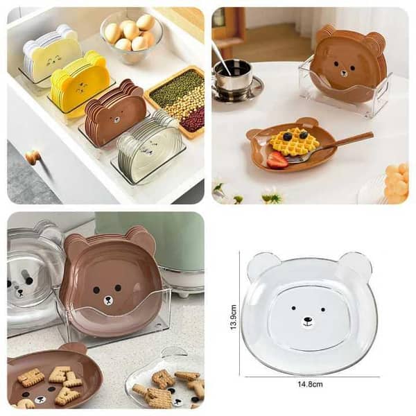 8-Pcs Bear Snack Plate Set