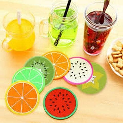 Pack Of 6 Fruit Coaster Silicone Tea Cup Drinks Holder Mat Placemat Pads