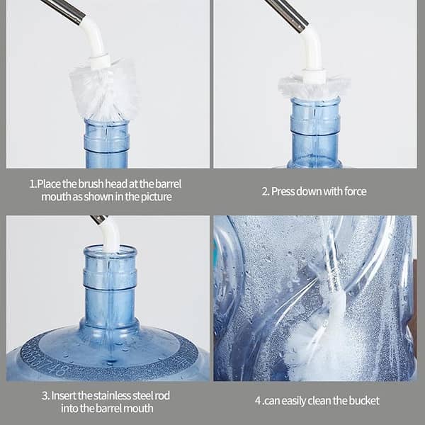 L-shaped Water Bottle Cleaner Brush for 19-Liter Jugs, Pots, and Glass Cups