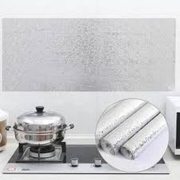 Kitchen waterproof aluminum foil stickers Anti greasy Counter Top Peel Stick Wall Decal Wardrobe Cabinets Cupboard Stove Table Drawer Oil Proof Sheet