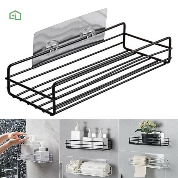 Punch-Free Metal Bathroom Shelf and Storage Rack for Wall Tools