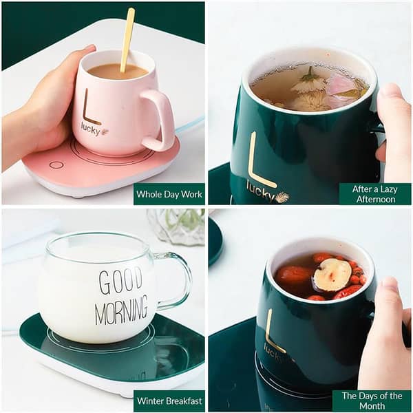 Portable Cup Warmer Set Heat Heating Cup Pad Ceramics Mug Thermostatic Coaster 55℃ Mug Mat Office Tea Coffee Milk