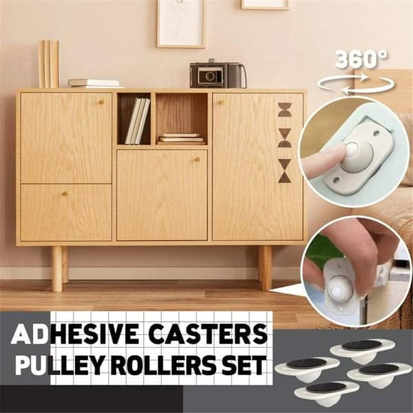 Universal Adhesive Caster Wheels for Furniture - 4pcs Paste Type for Platform Carts