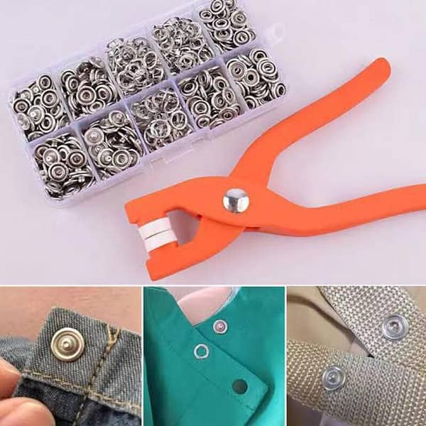 Tich Button Machine with Metal Snaps - Plier Tool for Kids Clothes, Shoes, Bibs, and Press Studs