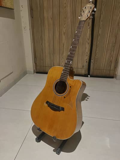 OSTEN Acoustic Cutaway Guitar – Model F220LNA – WITH STAND-