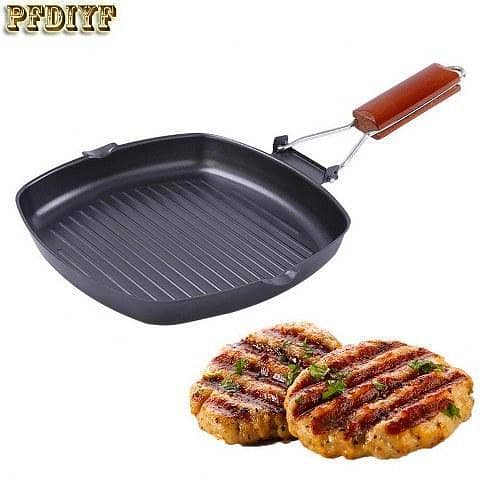 Square Grill Pan with Folding Handle Non - Stick