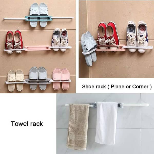 Adjustable Wall Rack for Slippers - Space-Saving Shoe Cabinet Support Bracket for Bedroom and Shower Room