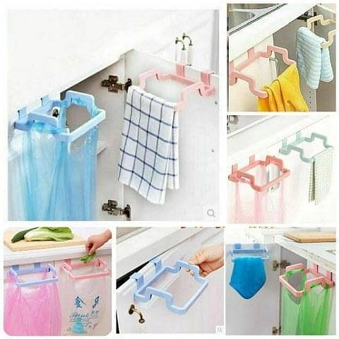 Hanging Trash Bag Rack and Storage Holder for Kitchen and Cabinet - 18.5x14x4.5cm