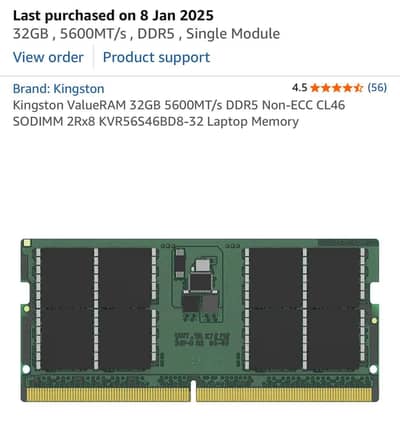 KINGSTON DDR5 5600MHZ LAPTOP RAM/BRAND NEW CONDITION BOUGHT IN IAN 202