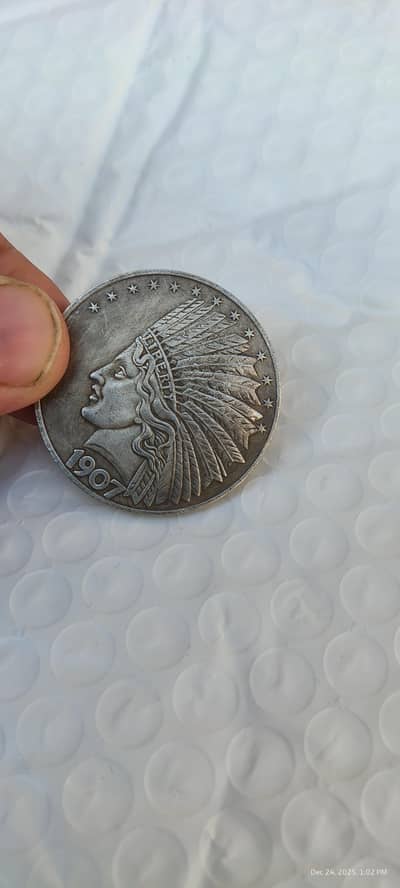 USA 1907 TEN DOLLAR OLD COIN | INDIAN HEAD RARE COIN | ANTIQUE COIN |