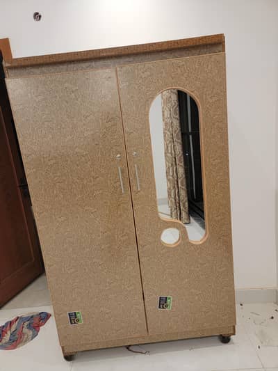 Wooden Wardrobe with Lockable Drawer