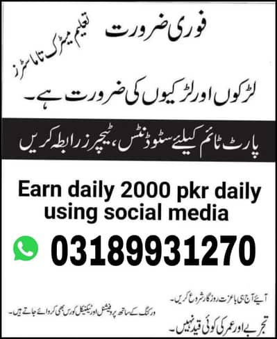 part time online job available in Pakistan