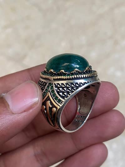 Swat emerald (zamrood) Turkish chandi ring