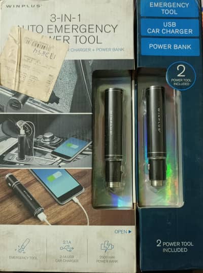 Imported car charger + power bank +Emergency Tool