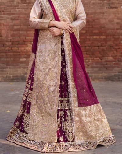 Mehendi dress Long open front Shirt with Flared lehenga