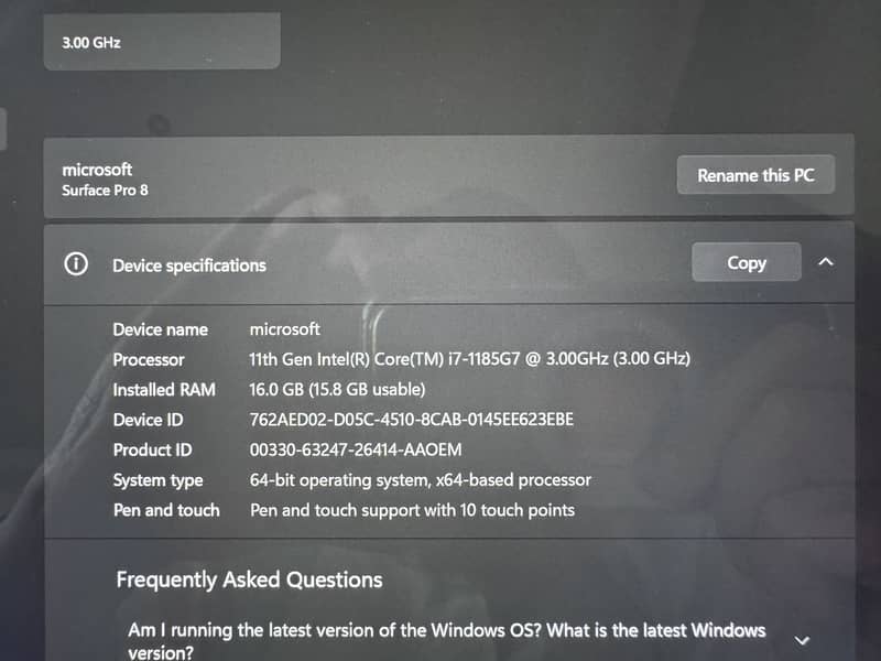 Microsoft surface pro 8 3