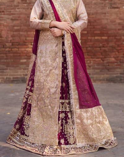 Mehendi dress long open shirt with Flared lehenga