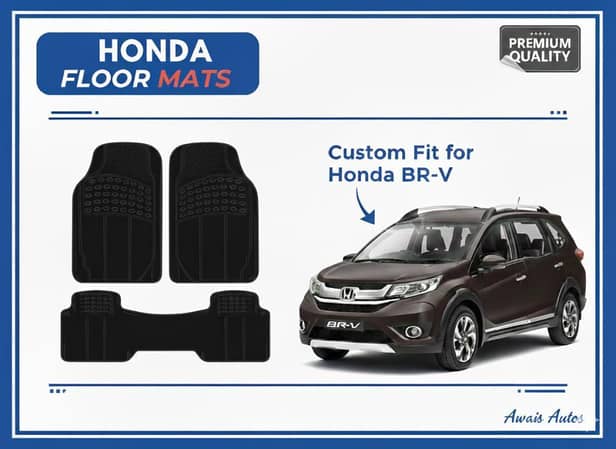 Honda BR-V Rubber Coated Floor Mat | Waterproof & Anti-Slip | Durable Car Interior Protection