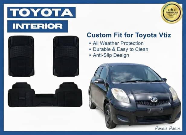 Toyota Vitz | 3PCS PVC Rubber Car Floor Mat Set | Durable All-Weather Protection
