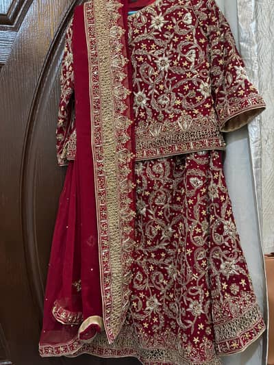 Bridal Maroon Lehenga – Heavy Hand Embroidery  1 time used