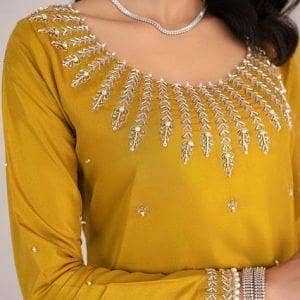 Latest Party Wear 3pc Dress – Kattan Silk Crystal Handwork Shirt, Plain Trouser & Chiffon Dupatta (2025 Collection)