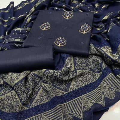 3 Pcs Women's Unstitched Embroidered Suit New arrivel
