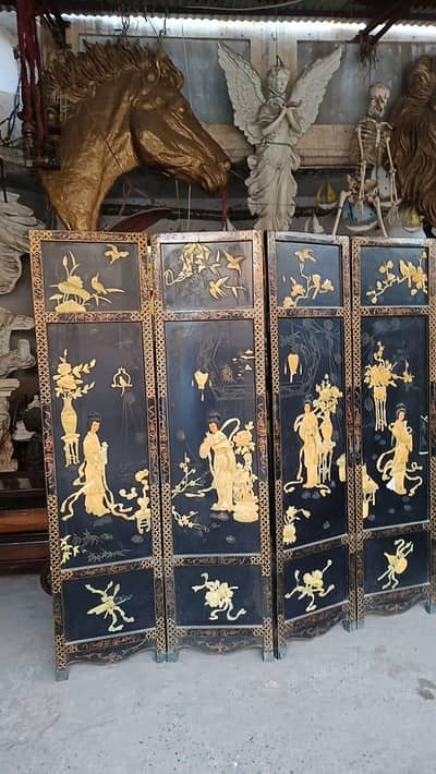 Partition room divider separator wooden screen sheesham  parda antique