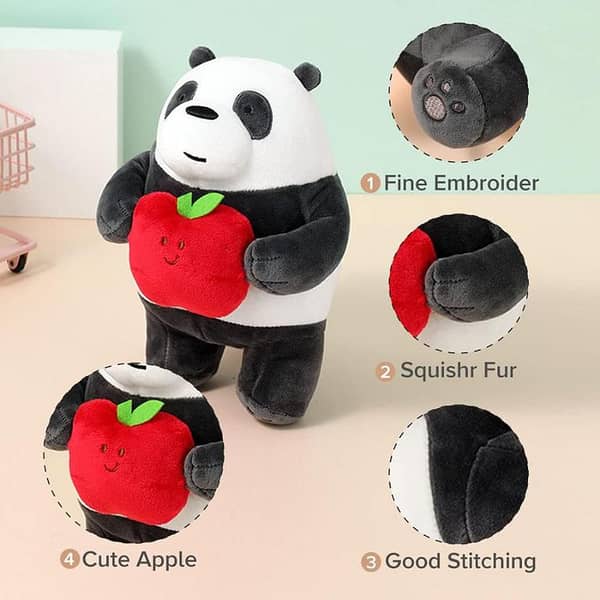 USA Original BEST BIRTHDAY HEART GIFT MINISO We Bare Bears Panda Plush Toy with Cute Apple - Premium USA Imported Soft Toy