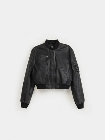 outfitters bomber leather jacket medium size cropped unused