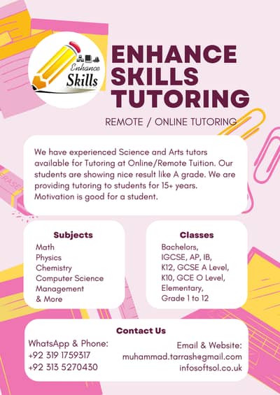 Enhance Skills Home tuitions and Online tutoring Adyala road Askari 14