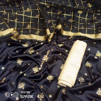 Embroidered Silk 3 Piece Suit