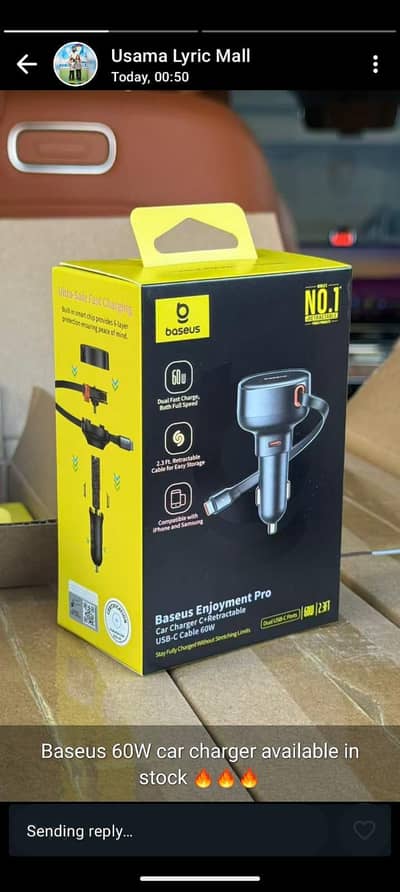 Basues 60w car charger built in type C cable