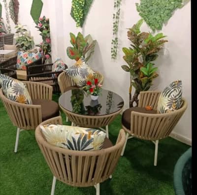 complete outdoor furniture solution|Umbrella, rope & rattan, benches