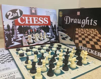 2 In 1 Chess & Draughts Board Game Laminated Board Good Quality (New)