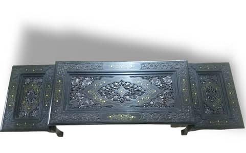 Rosewood / Shisham Center Table Black with Brasswork