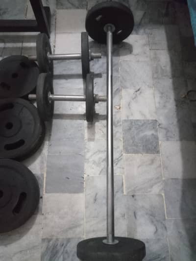Bench Press with Weight Set – Rubber Plates + Dumbbells + Chest Rod