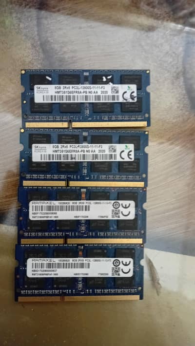 DDR 3 8GB 4UNITS LAPTOP RAMS