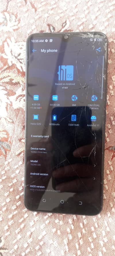 tecno pova new  for sale tach tota hy magr chal sahi rha ha daba charg