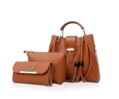 Elegant Tan Shoulder Bag Set / 3-Piece Combo