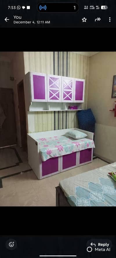 kids bed,girls not bunk, with stairs, with storage 5*3 feet,